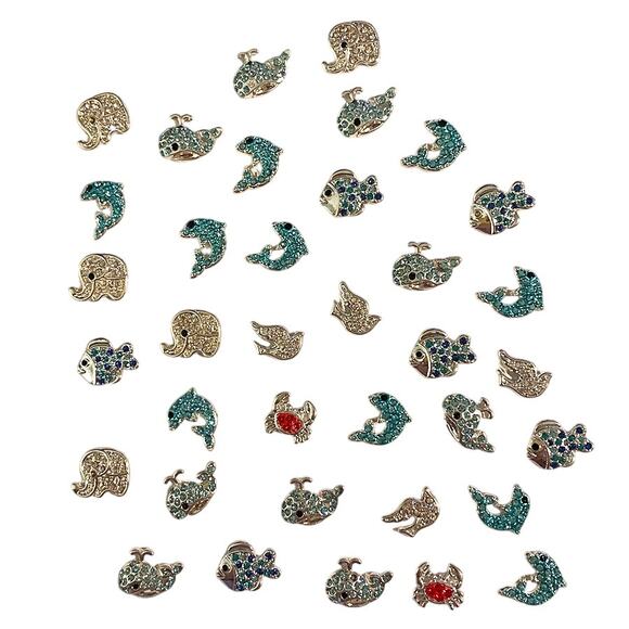 Lot 36+ Pcs Locket Jewelry Pave Bling Charms Animals Whale Dolphin Elephant Dove - Picture 8 of 9